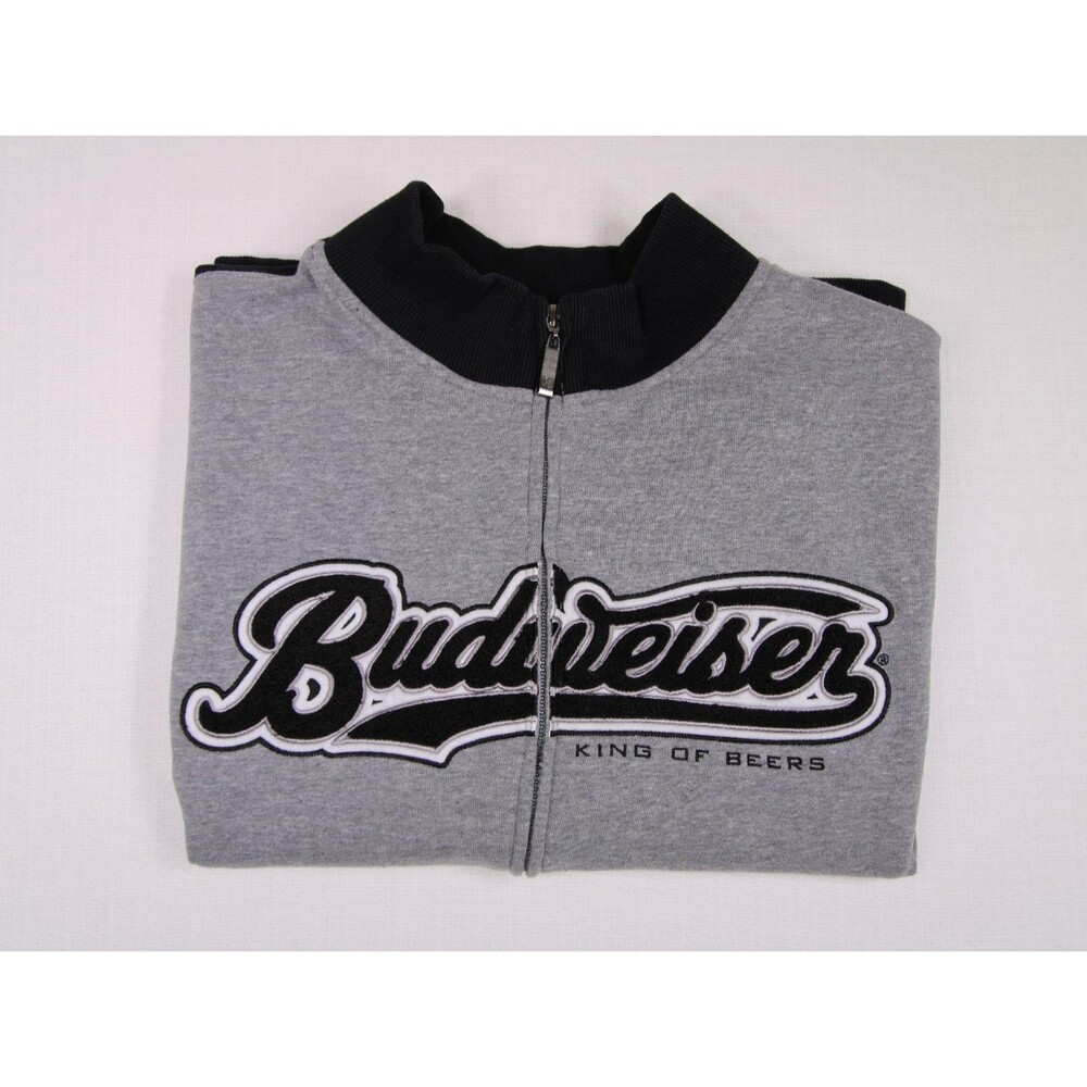 Vtg JanSport Budweiser Embroidered Full Zip Sweatshirt Jacket Mens L